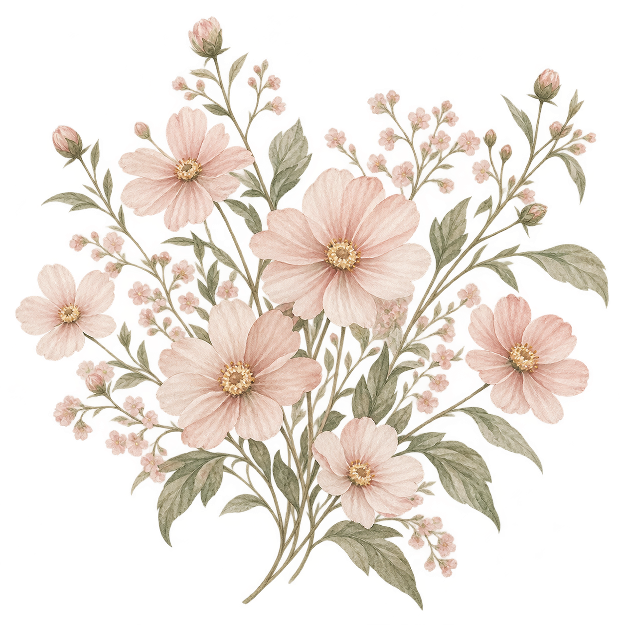 Watercolor · gathered bouquet