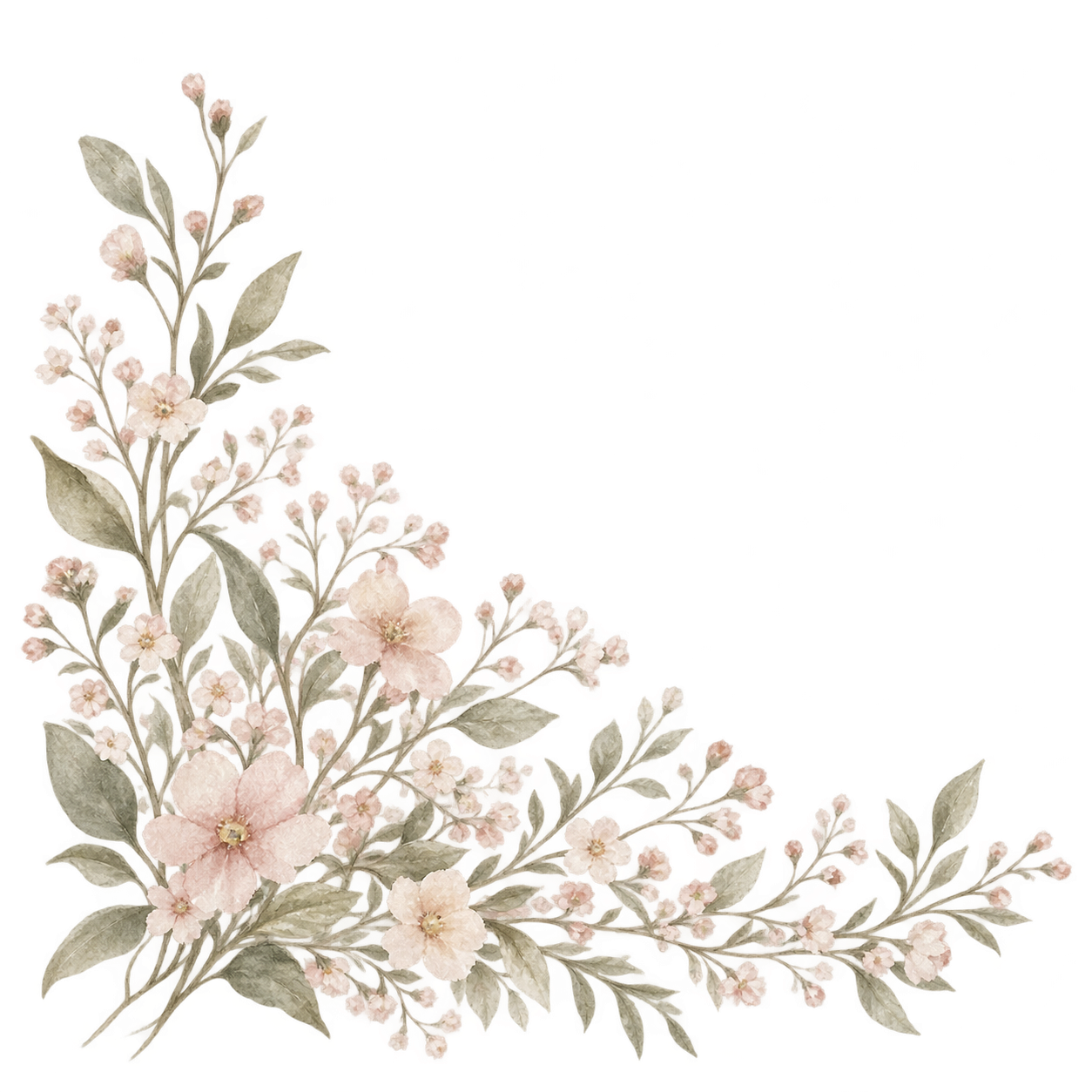 Watercolor · delicate floral corner