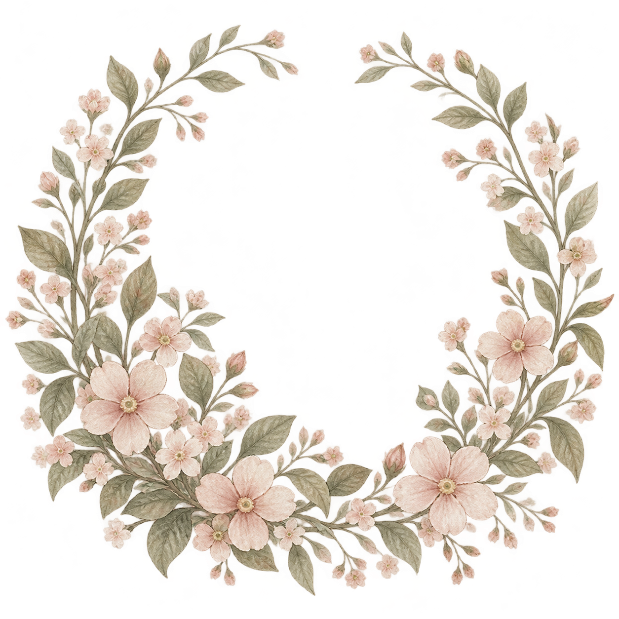 Watercolor · open floral wreath